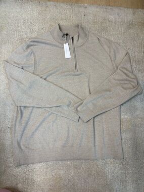 Banana Republic Men's Zip Mockneck Sweater in Light Beige